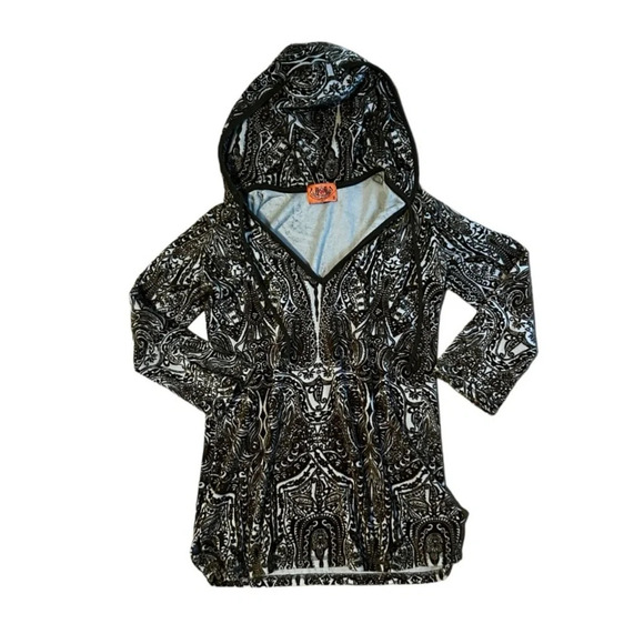 Juicy Couture Y2K vintage paisley Womens Brown tan hoodie velour Size Small - Picture 1 of 9